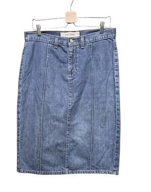 Gap Jeans Womens Y2K Blue Denim Midi Pencil Pintuck Skirt 90s Revival Size 10